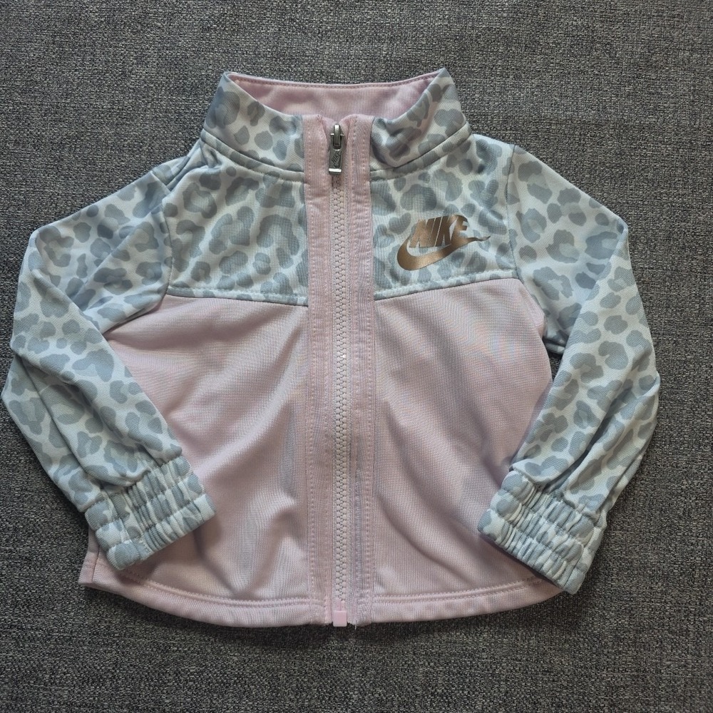 Nike Jacket Coat Girls Leapard Print 18 Months Full Zip Pink